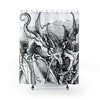 Shower Curtain With Goth Dragon Demon Head For Edgy Bathroom