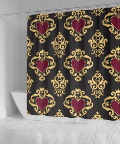 Shower Curtain with Royal Hearts Design for a Touch of Elegance in Your Home 
