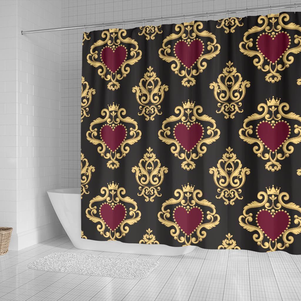 Shower Curtain with Royal Hearts Design for a Touch of Elegance in Your Home