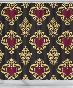 Shower Curtain with Royal Hearts Design for a Touch of Elegance in Your Home