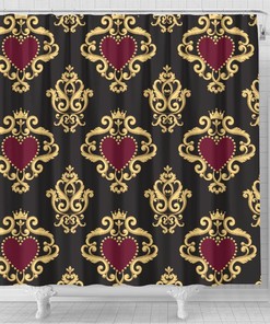 Shower Curtain with Royal Hearts Design for a Touch of Elegance in Your Home