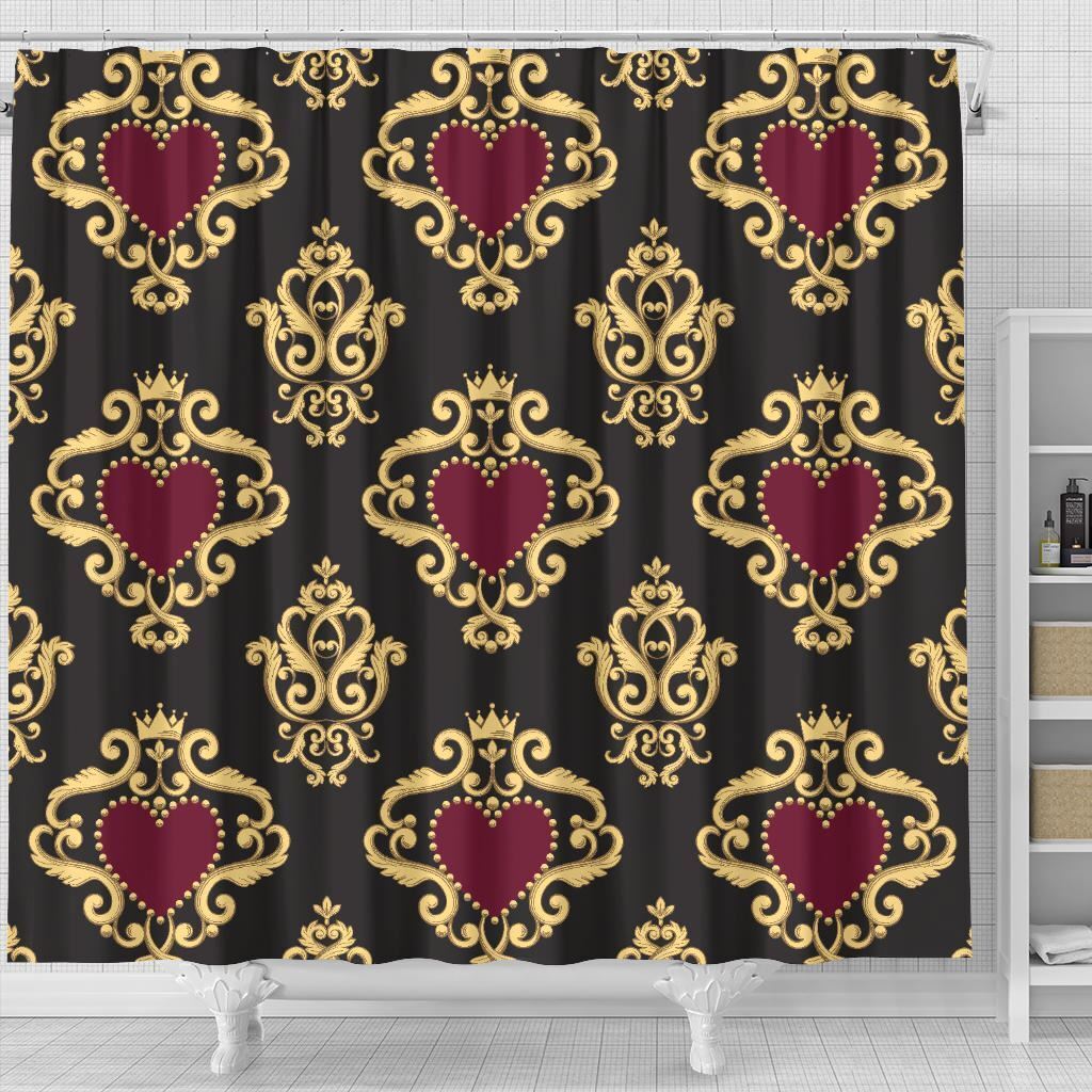 Shower Curtain with Royal Hearts Design for a Touch of Elegance in Your Home