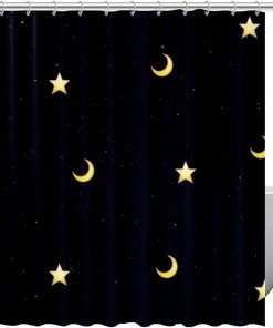 Shower Curtain with Storm Sea and Sun Appear Clouds Design