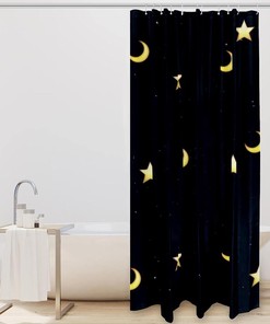 Shower Curtain with Storm Sea and Sun Appear Clouds Design