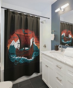Shower Curtain with Viking Knotwork and Story - Housewarming Gift