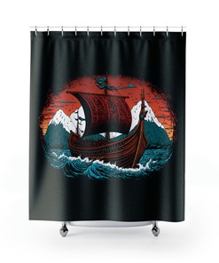 Shower Curtain with Viking Knotwork and Story - Housewarming Gift