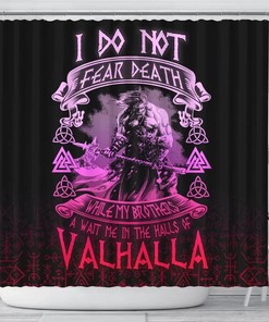 Shower Curtains with Quotes - Warrior Valhalla Norse Vikings 3D Print Pattern for Bathroom/Laundry Waterproof