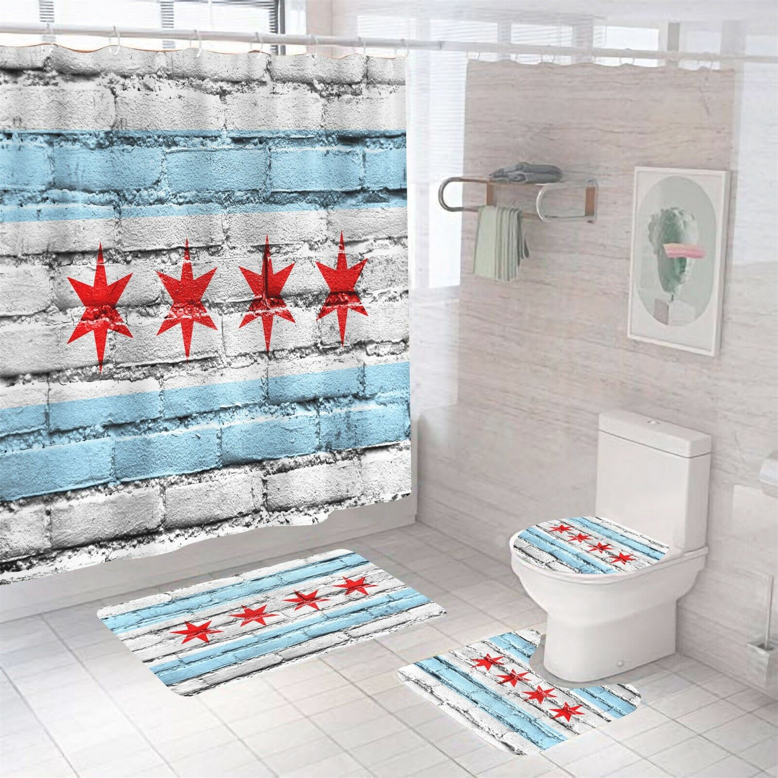 Shower In Style With Four-Star Shower Curtain For Bathroom Decor