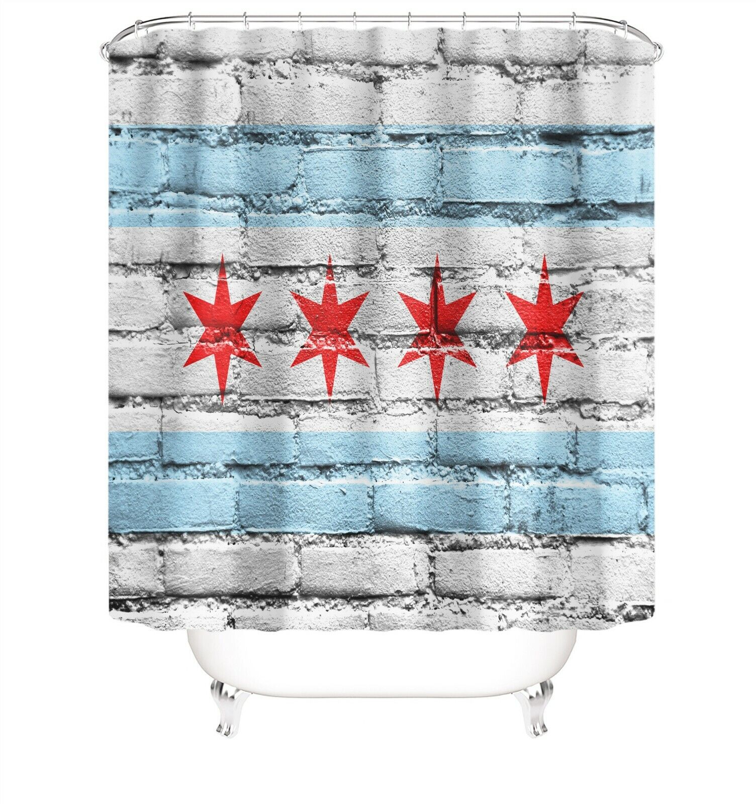 Shower In Style With Four-Star Shower Curtain For Bathroom Decor