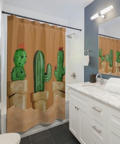 Shower In Style With This Gorgeous Cactus Shower Curtain