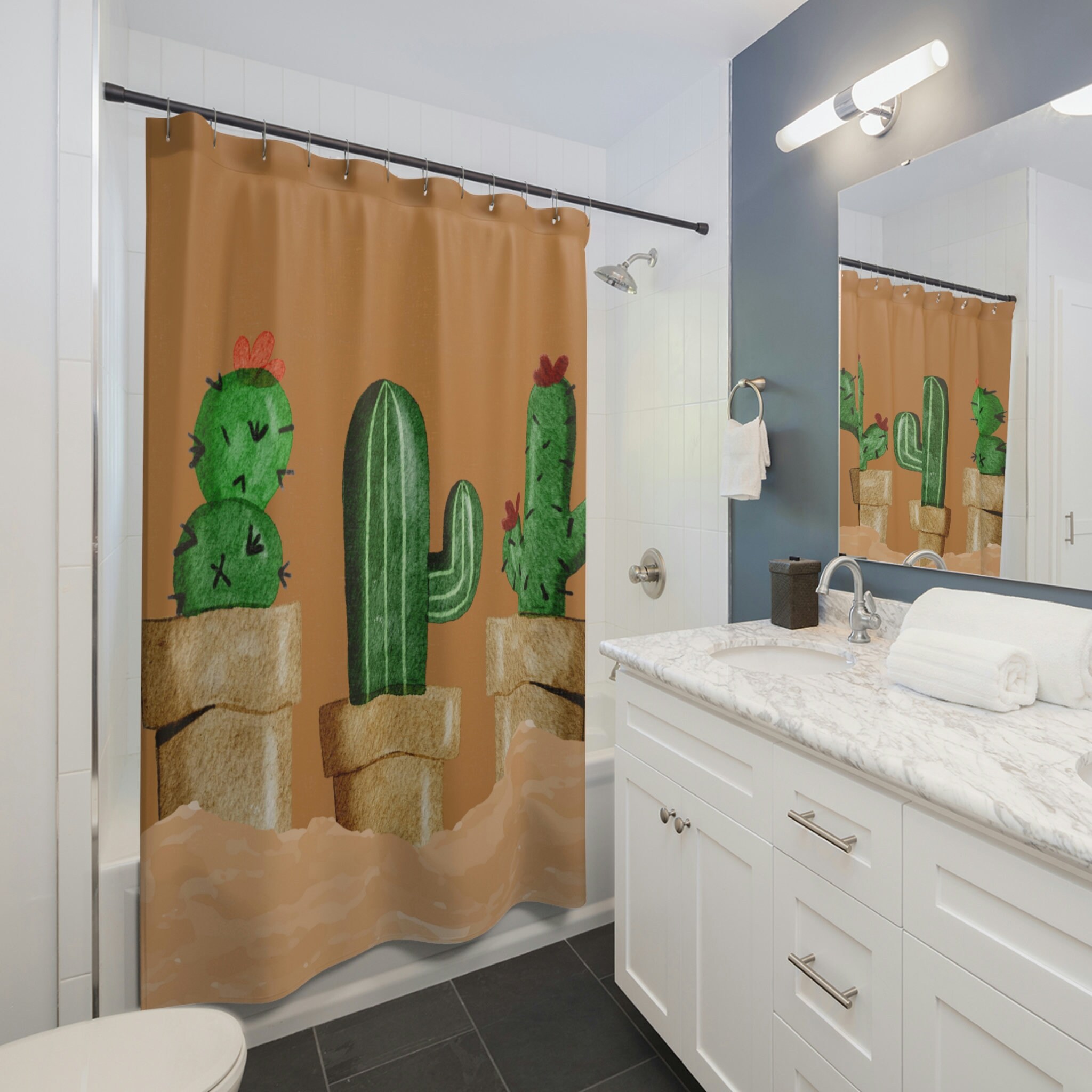Shower In Style With This Gorgeous Cactus Shower Curtain