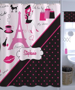 Shower In Style With This Personalized Paris Polka Dot Fabric Shower Curtain, #16