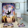 Shower with Cat, Dinosaur, Planet, and Hot Dog Print for a Fun and Playful Bathroom Decor
