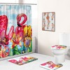 Shower with Floral Print Shower Curtain Featuring Flamingo for a Fun and Playful Bathroom