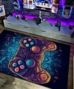 Shufflezone Gaming Rugs for Boys' Room, Game Controller Area Rug for Game Room or Bedroom, Non-slip Bathroom Rugs Washable