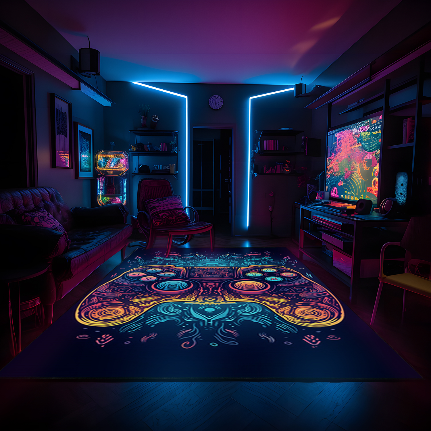 Shufflezone Gaming Rugs for Boys' Room, Game Controller Area Rug for Game Room or Bedroom, Non-slip Bathroom Rugs Washable - Image 2