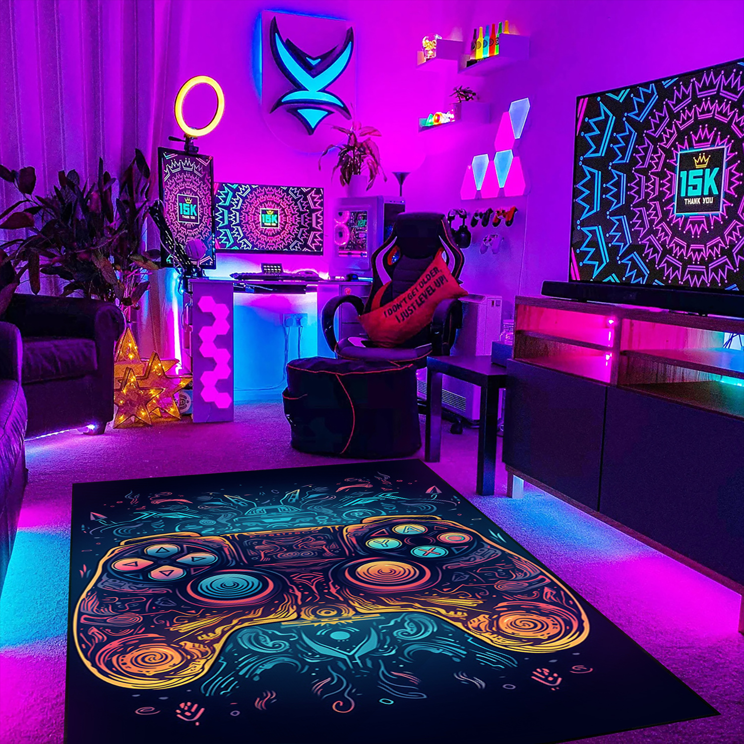 Shufflezone Gaming Rugs for Boys' Room, Game Controller Area Rug for Game Room or Bedroom, Non-slip Bathroom Rugs Washable - Image 3