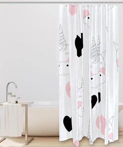 Shy Unicorn's Pink Heart Shower Curtain for Your Little Girl's Bathroom