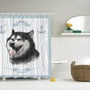 Siberian Husky Anchor Captain Print Shower Curtain for Nautical Bathroom Decor