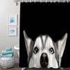Siberian Husky Dog Print Shower Curtain on Black and White Fabric Waterproof Bath Curtains