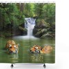 Siberian Tigers in Waterfall for a Natural and Serene Safari Shower Curtain