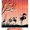 Silhouette Flamingo Field Sunset Unique Shower Curtain