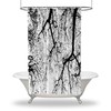 Silhouette Of Tree Printed Shower Curtain, Artistic Touch For Rustic Bathroom Decor