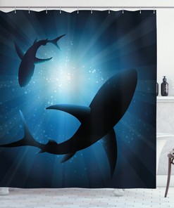 Silhouettes of Swimming Fish Print Shower Curtain