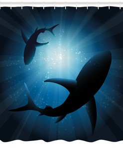 Silhouettes of Swimming Fish Print Shower Curtain