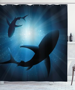 Silhouettes of Swimming Fish Print Shower Curtain