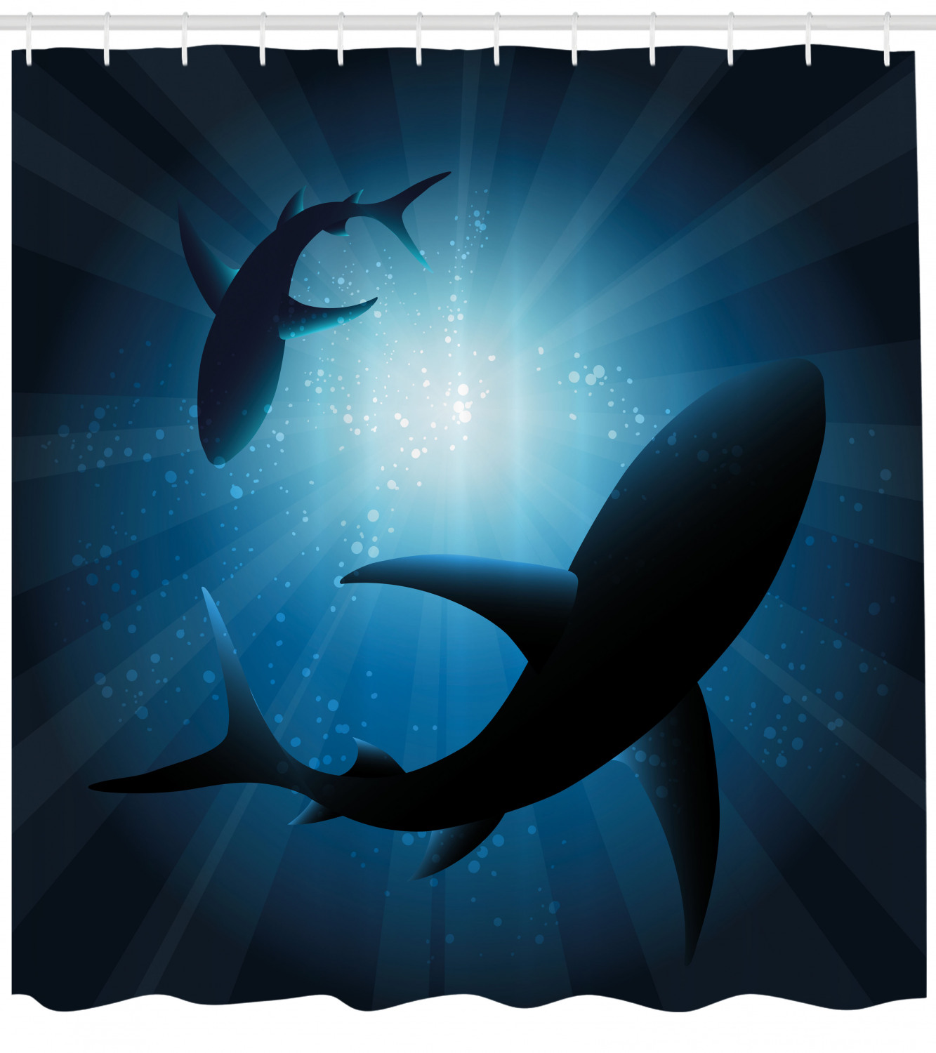 Silhouettes of Swimming Fish Print Shower Curtain