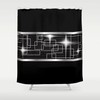 Silver Art Shower Curtain - Black Bathroom Curtain With Vintage And Geometric Pattern