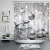Silver Christmas Balls Snowflake Gifts Print Shower Curtain - Bathroom Accessories