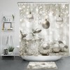 Silver Christmas Balls and Snowflake Print Shower Curtain - Bathroom Accessories