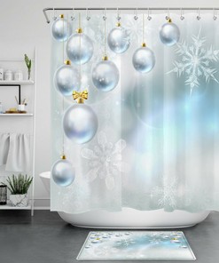 Silver Crystal Snowflakes Shower Curtain - Wintry Bathroom Decor