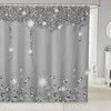 Silver Glitter Bling Party Decorations Grey Print Shower Curtain - Diamond and Jewelry Bath Curtain
