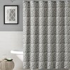 Silver White IKAT Floral Geometric Print Shower Curtain - Carla VCNY Design