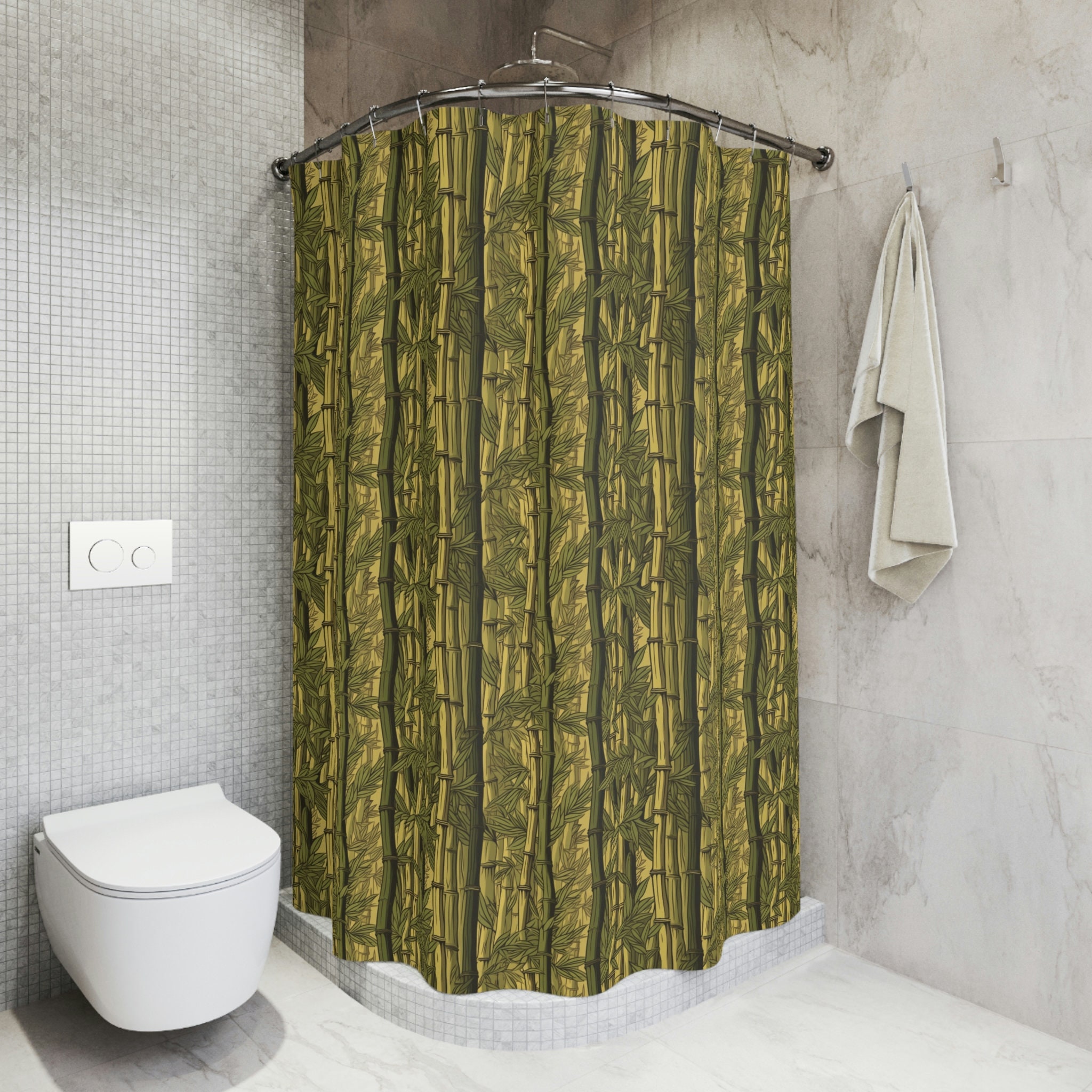Simple And Elegant Bamboo Shower Curtain For Your Home Bathroom