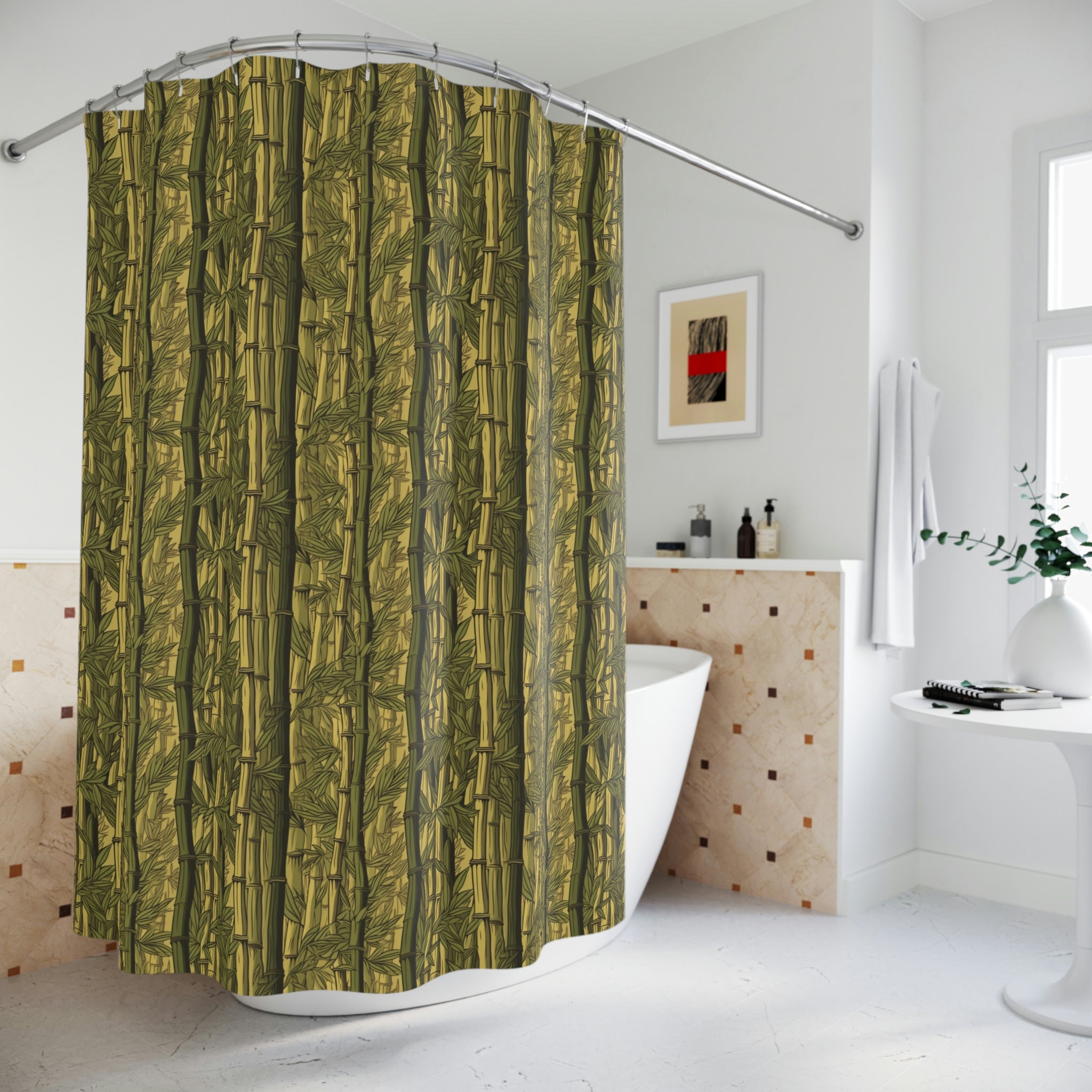 Simple And Elegant Bamboo Shower Curtain For Your Home Bathroom - Image 4