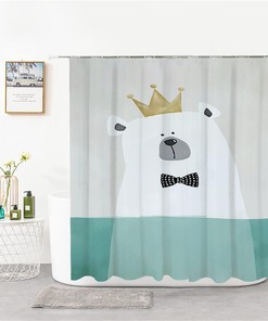 Simple Animal Bear Cartoon Waterproof Shower Curtain For Home Hotels