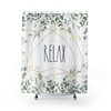 Simple Bathroom Decor With Floral Boho Chic Shower Curtain - Relax, Eucalyptus Leaves, Sage Green Watercolor