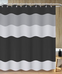 Simple Black White Lines Shower Curtain - Minimalist Bathroom Decor