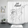 Simple Dinosaur Lines Print Shower Curtain For Modern Bathroom