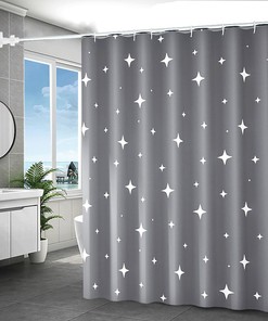 Simple European Style Gray Star Shower Curtain With Heat Preservation