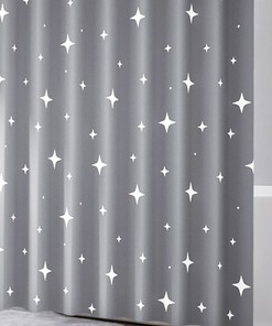 Simple European Style Gray Star Shower Curtain With Heat Preservation
