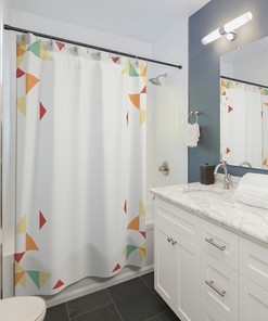 Simple Geometric Shower Curtain, Minimalist Bath Accessory with Timeless Style