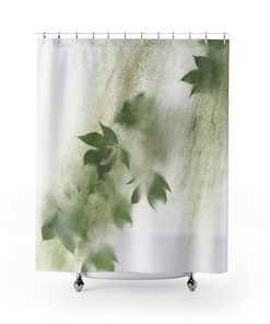 Simple Green And White Tree Shower Curtain For Bathroom Decor 