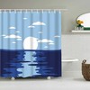 Simple Landscape Sea Moon Printed Waterproof Shower Curtain
