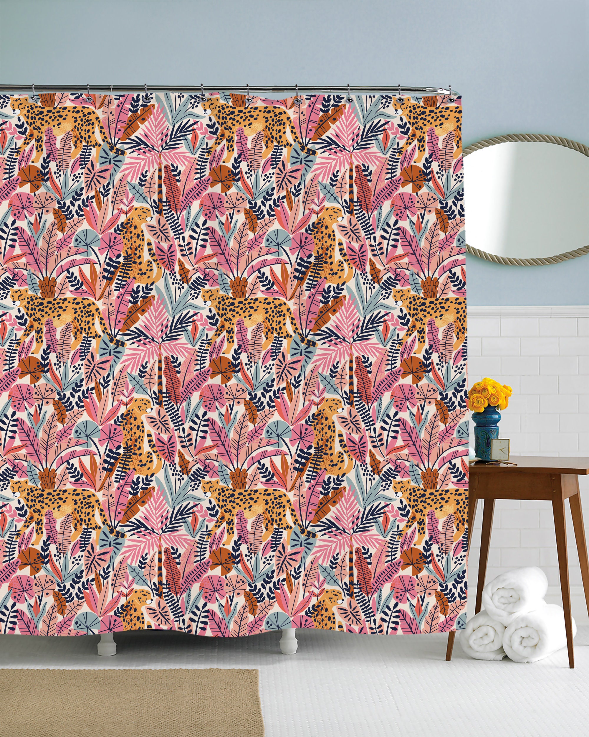 Simple Leopard Shower Curtain, Classic Bathroom Decor