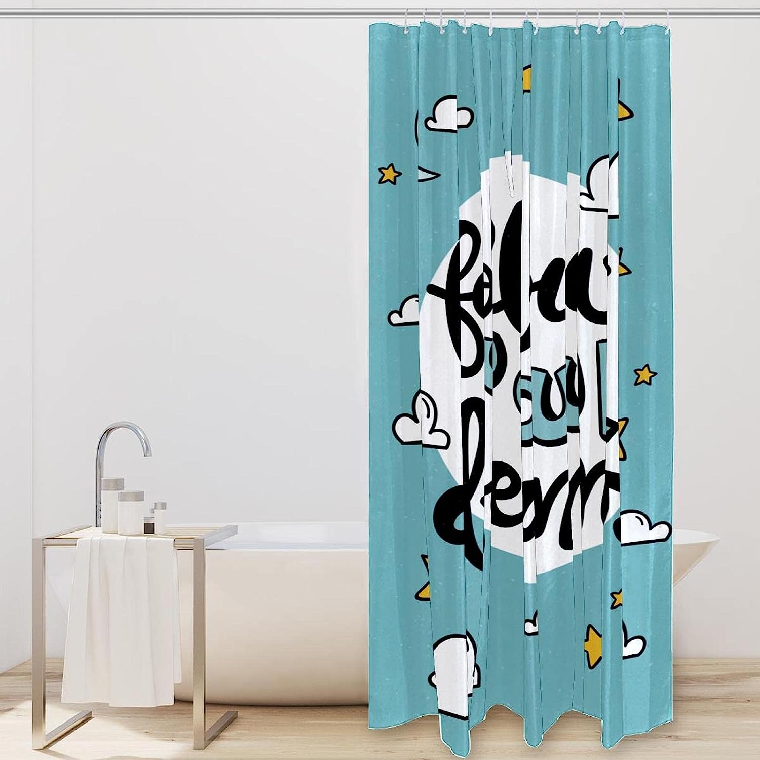 Simple Star Shower Curtain for Minimalist Bathroom Decor